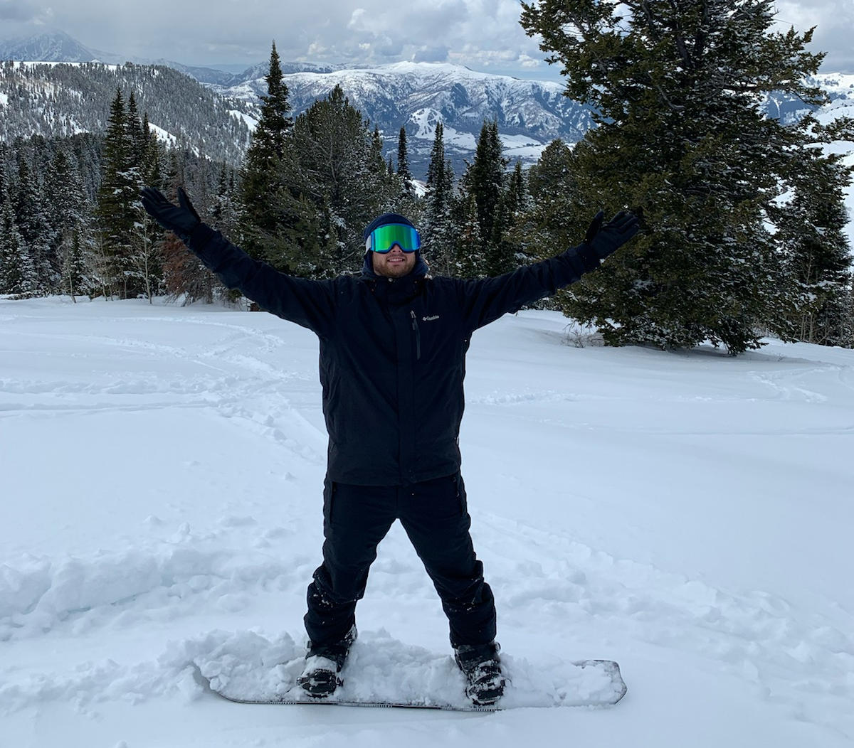 Snowboarding pose